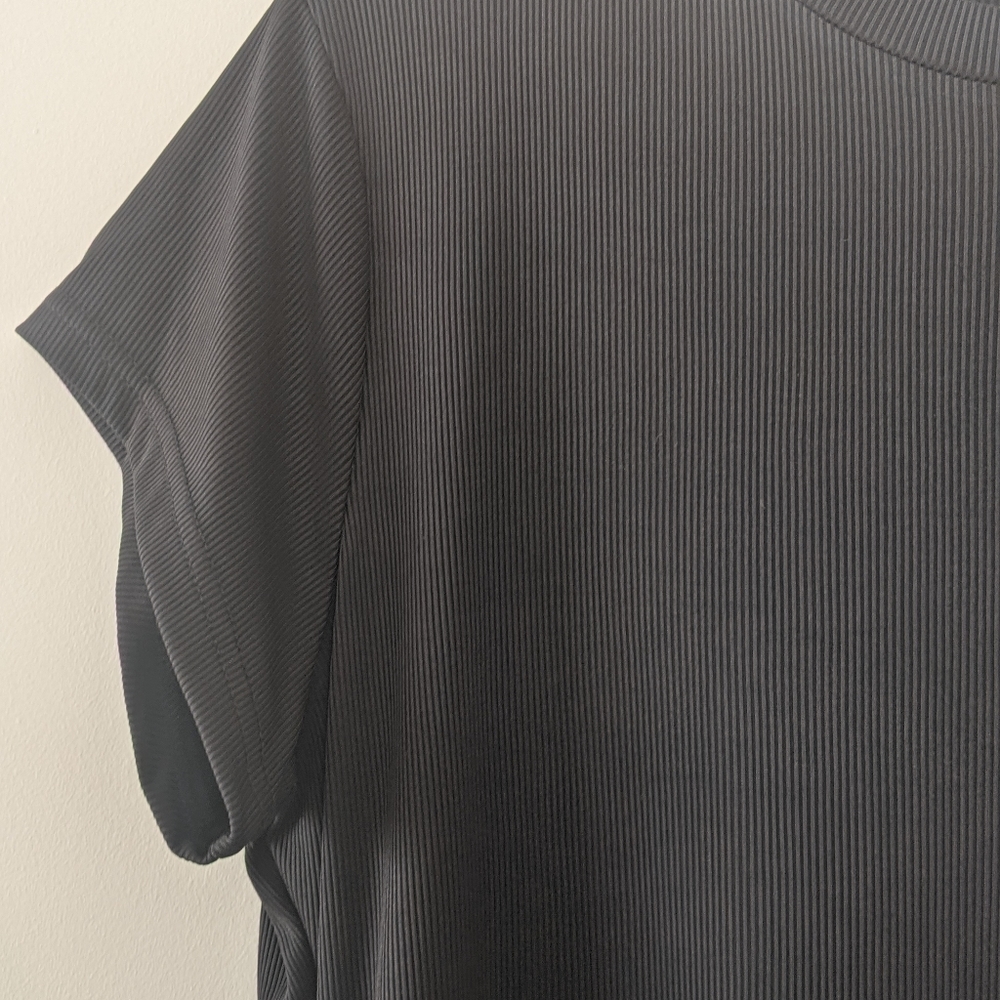 Black ribbed midi T-shirt Dress